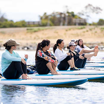 A group of ladies doing yoga